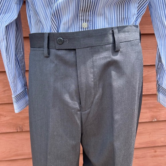 Louis Raphael Tailored‎ Dress Pants Herringbone Gray Career Size 33x30 - Picture 1 of 8